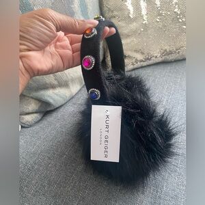 Kurt Geiger Black Gem Fuzzy Ear Muffs